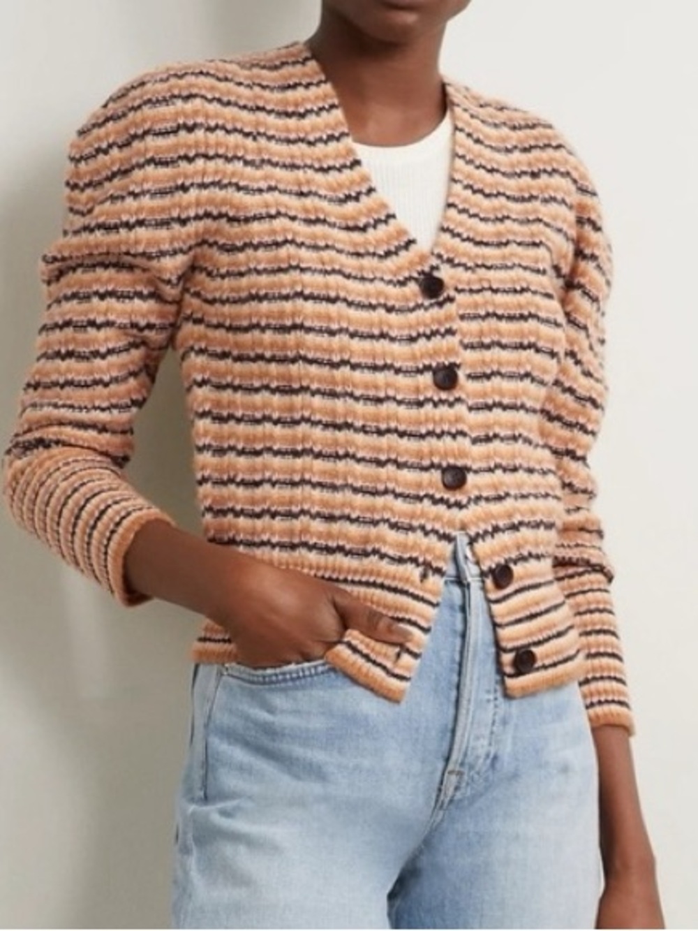 ALC Women’s Rebekah Wool Blend Striped Knit Cardigan Size S